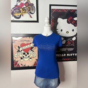 Blue Bebe Rhinestone Detail T-Shirt